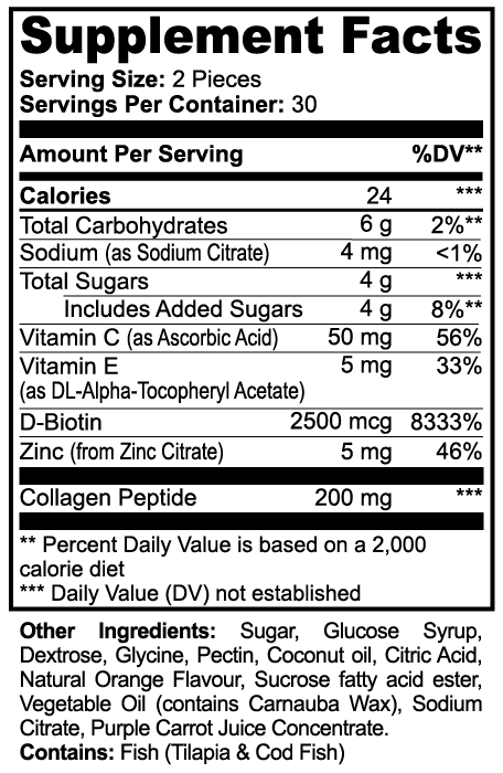 Glow Chews – Collagen Gummies with Vitamin C, Biotin & Zinc